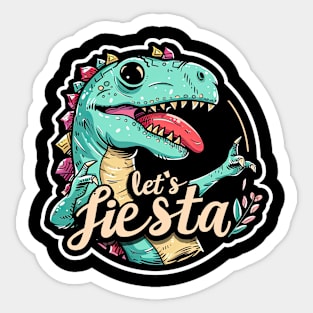 Happy cinco de mayo let's fiesta cute dinosaur Sticker